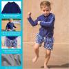 image:imageSwimZip Boys Long Sleeve Rash Guard amp Swim Shorts Set  UPF 50 Sun ProtectionNavy Gingham
