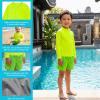 image:imageSwimZip Boys Long Sleeve Rash Guard amp Swim Shorts Set  UPF 50 Sun ProtectionNeon Green