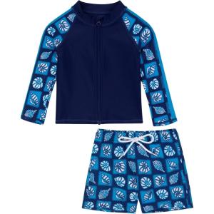 image:imageSwimZip Boys Long Sleeve Rash Guard amp Swim Shorts Set  UPF 50 Sun ProtectionCoastal