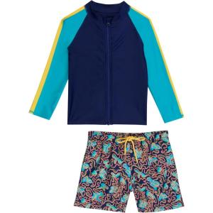 image:imageSwimZip Boys Long Sleeve Rash Guard amp Swim Shorts Set  UPF 50 Sun ProtectionDeep Dive