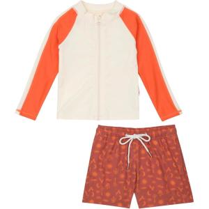 image:imageSwimZip Boys Long Sleeve Rash Guard amp Swim Shorts Set  UPF 50 Sun ProtectionDesert