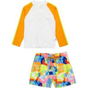 image:imageSwimZip Boys Long Sleeve Rash Guard amp Swim Shorts Set  UPF 50 Sun ProtectionJoyful