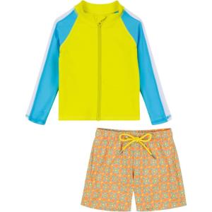 image:imageSwimZip Boys Long Sleeve Rash Guard amp Swim Shorts Set  UPF 50 Sun ProtectionKaleidoscope