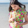 image:imageSwimZip Girls Short Sleeve Rash Guard with Tankini amp Bottoms  1012  DaisyHibiscus
