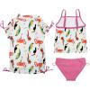 image:imageSwimZip Girls Short Sleeve Rash Guard with Tankini amp Bottoms  1012  DaisyTropical Birds