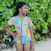image:imageSwimZip Girls Short Sleeve Rash Guard with Tankini amp Bottoms  1012  DaisyVibrant Vacay