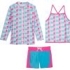 image:imageSwimZip Girls Long Sleeve Rash Guard Swim Shorts Set with UPF 50Pool Party1218 Months