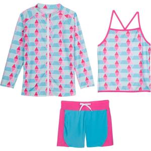 image:imageSwimZip Girls Long Sleeve Rash Guard Swim Shorts Set with UPF 50Pool Party1218 Months