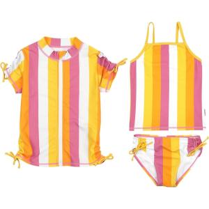 image:imageSwimZip Girls Short Sleeve Rash Guard with Tankini amp Bottoms  1012  DaisyBe Bold