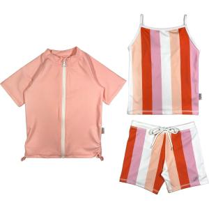 image:imageSwimZip Girls Short Sleeve Rash Guard with Tankini amp Bottoms  1012  DaisyPeach