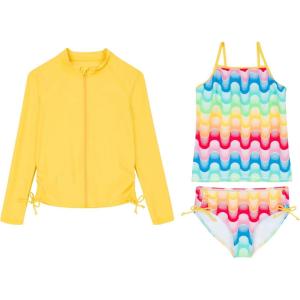 image:imageSwimZip Girls Short Sleeve Rash Guard with Tankini amp Bottoms  1012  DaisySurfs Up