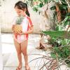 image:imageSwimZip Baby Rash Guard Set  Girl Short Sleeve 2 Piece Swimsuit with SPFPeach Stripe
