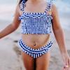 image:imageSwimZip Girls Bikini 2 Piece Swimsuit  UPF 50 Sun Protection  Multiple ColorsNavy Stripe