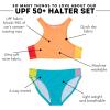 image:imageSwimZip Girls Halter Top and Bikini Bottom 2 Piece Set UPF 50 Sun ProtectionColor Pop