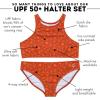 image:imageSwimZip Girls Halter Top and Bikini Bottom 2 Piece Set UPF 50 Sun ProtectionDesert