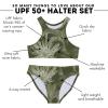 image:imageSwimZip Girls Halter Top and Bikini Bottom 2 Piece Set UPF 50 Sun ProtectionHawaiian Rainforest