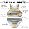 image:imageSwimZip Girls Halter Top and Bikini Bottom 2 Piece Set UPF 50 Sun ProtectionSunny Stripe