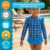 image:imageSwimZip Girls Long Sleeve Rash Guard and Bikini Bottoms Swimsuit Set  UPF 50Coastal