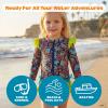 image:imageSwimZip Girls Long Sleeve Rash Guard and Bikini Bottoms Swimsuit Set  UPF 50Deep Dive