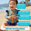 image:imageSwimZip Girls Long Sleeve Rash Guard and Bikini Bottoms Swimsuit Set  UPF 50Geo Party