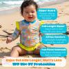 image:imageSwimZip Girls Long Sleeve Rash Guard and Bikini Bottoms Swimsuit Set  UPF 50Groovy