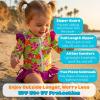 image:imageSwimZip Girls Long Sleeve Rash Guard and Bikini Bottoms Swimsuit Set  UPF 50Hibiscus