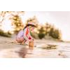 image:imageSwimZip Girls Long Sleeve Rash Guard and Bikini Bottoms Swimsuit Set  UPF 50Peach Stripe
