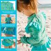 image:imageSwimZip Girls Long Sleeve Rash Guard and Bikini Bottoms Swimsuit Set  UPF 50Seashell