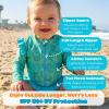 image:imageSwimZip Girls Long Sleeve Rash Guard and Bikini Bottoms Swimsuit Set  UPF 50Seashell