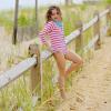 image:imageSwimZip Girls Long Sleeve Rash Guard and Bikini Bottoms Swimsuit Set  UPF 50Splish Splash