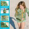 image:imageSwimZip Girls Long Sleeve Rash Guard and Bikini Bottoms Swimsuit Set  UPF 50The Tropics