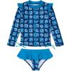 image:imageSwimZip Girls Long Sleeve Rash Guard and Bikini Bottoms Swimsuit Set  UPF 50Coastal