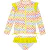 image:imageSwimZip Girls Long Sleeve Rash Guard and Bikini Bottoms Swimsuit Set  UPF 50Gamified
