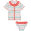 image:imageSwimZip Girls Short Sleeve Rash Guard 2 Piece Hotel California Orange 612 Month