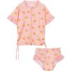 image:imageSwimZip Girls Short Sleeve Rash Guard 2 Piece Suit Set Sweet Pineapple Orange 4T