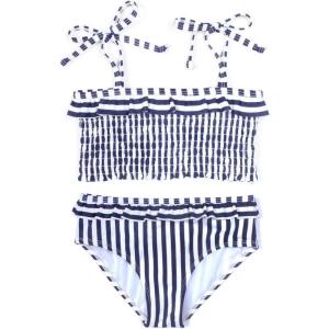 image:imageSwimZip Girls Bikini 2 Piece Swimsuit  UPF 50 Sun Protection  Multiple ColorsNavy Stripe