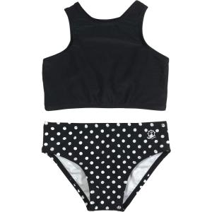 image:imageSwimZip Girls Halter Top and Bikini Bottom 2 Piece Set UPF 50 Sun ProtectionBlack Polka Dot