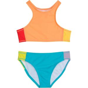 image:imageSwimZip Girls Halter Top and Bikini Bottom 2 Piece Set UPF 50 Sun ProtectionColor Pop