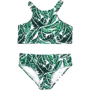 image:imageSwimZip Girls Halter Top and Bikini Bottom 2 Piece Set UPF 50 Sun ProtectionGreen