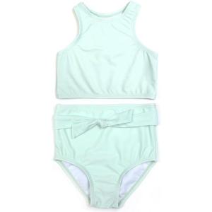 image:imageSwimZip Girls Halter Top and Bikini Bottom 2 Piece Set UPF 50 Sun ProtectionLight Blue