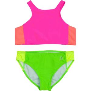 image:imageSwimZip Girls Halter Top and Bikini Bottom 2 Piece Set UPF 50 Sun ProtectionNeon Sunrise