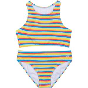 image:imageSwimZip Girls Halter Top and Bikini Bottom 2 Piece Set UPF 50 Sun ProtectionSunny Stripe