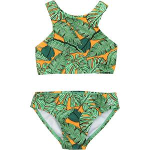 image:imageSwimZip Girls Halter Top and Bikini Bottom 2 Piece Set UPF 50 Sun ProtectionThe Tropics