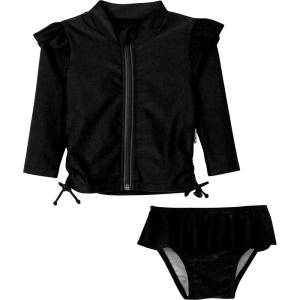 image:imageSwimZip Girls Long Sleeve Rash Guard and Bikini Bottoms Swimsuit Set  UPF 50Black