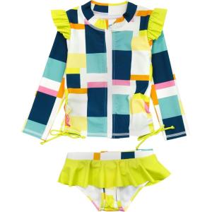 image:imageSwimZip Girls Long Sleeve Rash Guard and Bikini Bottoms Swimsuit Set  UPF 50Check It Out