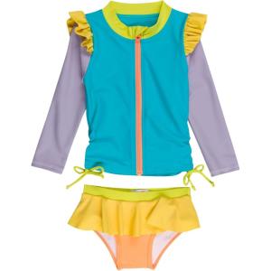 image:imageSwimZip Girls Long Sleeve Rash Guard and Bikini Bottoms Swimsuit Set  UPF 50Color Pop