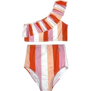 image:imageSwimZip Girls One Shoulder Top  High Waist Bottom Swimsuit 2 Piece  UPF 50Peach