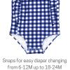 image:imageSwimZip Girls Ruffle OnePiece Swimsuit with UPF 50 Sun ProtectionNavy Gingham