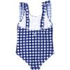 image:imageSwimZip Girls Ruffle OnePiece Swimsuit with UPF 50 Sun ProtectionNavy Gingham