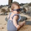 image:imageSwimZip Girls Ruffle OnePiece Swimsuit with UPF 50 Sun ProtectionNavy Stripe